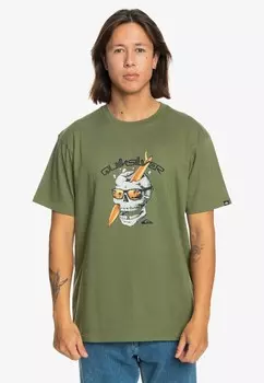 Футболка с принтом ONE LAST SURF Quiksilver, зеленый