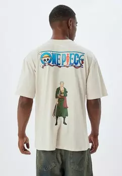 Футболка с принтом ONE PIECE LICENSED Koton, бежевый