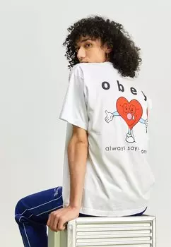 Футболка с принтом ONE TWO Obey Clothing, белый