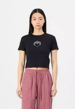 Футболка с принтом ONLKIRA BLING O NECK SHORT ONLY, черный