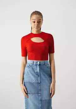 Футболка с принтом ONLLIZA PEEK A BOO O NECK ONLY, красный