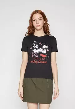 Футболка с принтом ONLMICKEY LIFE VALENTINE TOP ONLY, цвет black print/love like