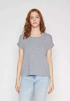 Футболка с принтом ONLMOSTER STRIPE ONLY, цвет cloud dancer stripes/naval academy