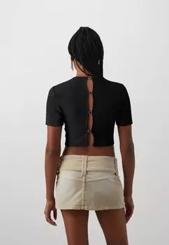 Футболка с принтом ONLRENE OPEN BACK HEART ONLY, цвет black