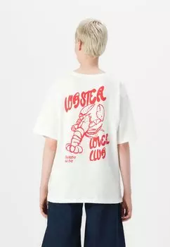 Футболка с принтом ONLROSE OVERSIZE TEE ONLY, кремовый