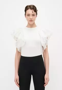 Футболка с принтом ONLTAYA LIFE FRILL MIX ONLY Tall, кремовый