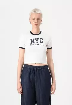 Футболка с принтом ONLVIKKA O NECK SHORT ONLY, белый