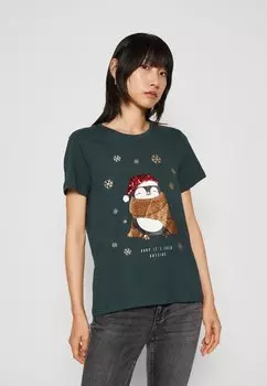 Футболка с принтом ONLXMAS YRSA ONLY, зеленый