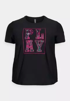 Футболка с принтом ONPHYPE SHORT TRAIN CURVY ONLY Play, цвет black