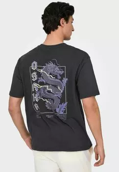 Футболка с принтом ONSKEANE TEE Only & Sons, черный