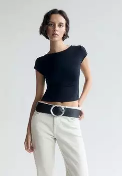 Футболка с принтом OPEN BACK PULL&BEAR, цвет black