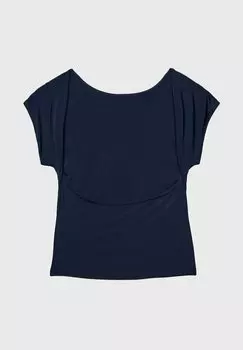 Футболка с принтом Open-Back Stradivarius, темно-синяя