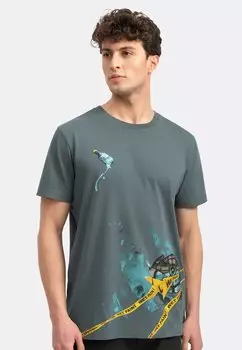 Футболка с принтом ORBUG KAFT, сине-серый