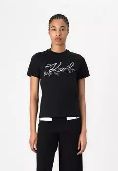 Футболка с принтом ORCHID LOGO KARL LAGERFELD, черный