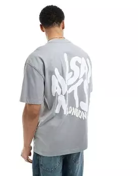 Футболка с принтом Орландо на спине серого цвета AllSaints