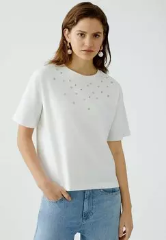 Футболка с принтом Oui, молочный