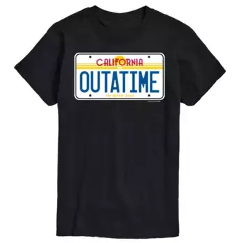 Футболка с принтом "Outatime" из фильма "Назад в будущее" для больших размеров Licensed Character, черный