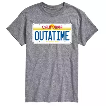Футболка с принтом "Outatime" из фильма "Назад в будущее" для больших размеров Licensed Character, серый