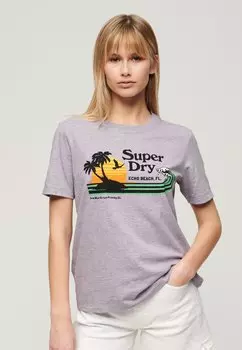 Футболка с принтом OUTDOOR STRIPE Superdry, цвет parma violet purple marl