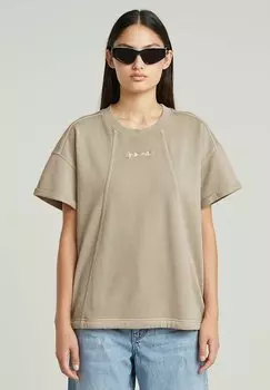 Футболка с принтом OVERDYED SEAM DETAILS G-STAR, бежевый