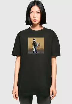 Футболка с принтом OVERSIZED BOYFRIEND TEE Merchcode, черный