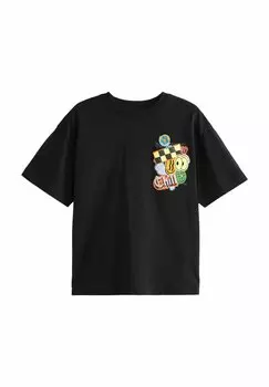 Футболка с принтом OVERSIZED FIT SHORT SLEEVE GRAPHIC Next, цвет black stickers