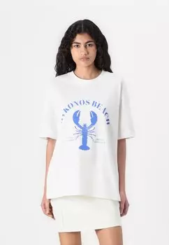 Футболка с принтом OVERSIZED TEE Gina Tricot, белый