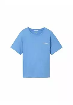 Футболка с принтом OVERSIZED TOM TAILOR, цвет sicilian blue