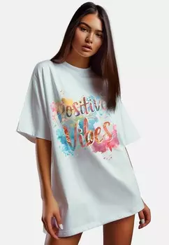 Футболка с принтом OVERSIZED VIBRANT POSITIVITY Reichstadt, белый