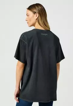 Футболка с принтом OVERSIZED Wrangler, черный