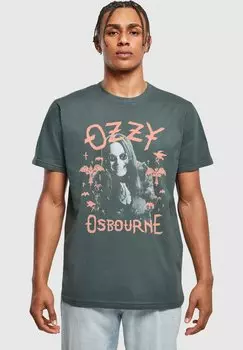 Футболка с принтом OZZY OSBOURNE PINK BAT Merchcode, темно-зеленый