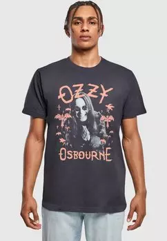 Футболка с принтом OZZY OSBOURNE PINK BAT Merchcode, темно-синий