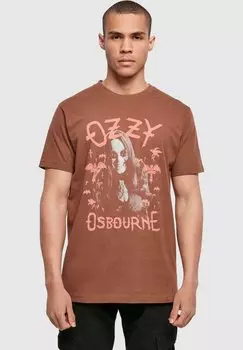 Футболка с принтом OZZY OSBOURNE PINK BAT Merchcode, коричневый