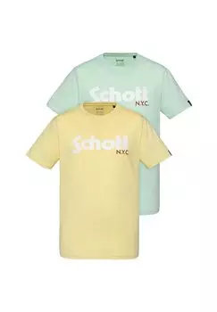 Футболка с принтом PACK OF 2 LOGO Schott, желтый