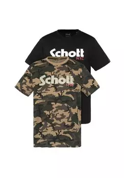 Футболка с принтом PACK OF 2 LOGO Schott, зеленый