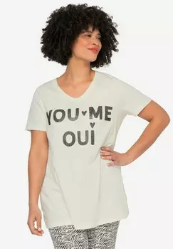 Футболка с принтом PAILLETTEN-SCHRIFTZUG V-AUSSCHNITT HALBARM Angel of Style, белый