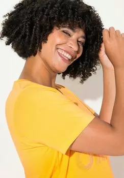 Футболка с принтом PAILLETTEN-SCHRIFTZUG V-AUSSCHNITT HALBARM Angel of Style, оранжевый