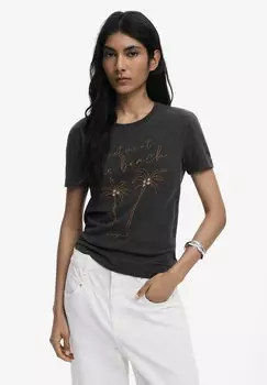 Футболка с принтом PALM TREE Desigual, черный