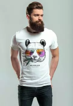 Футболка с принтом PANDA BR AUFDRUCK TIERMOTIV MIT SONNE Neverless, цвет wei