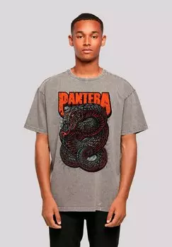 Футболка с принтом PANTERA VENOMOUS SNAKE F4NT4STIC, серый