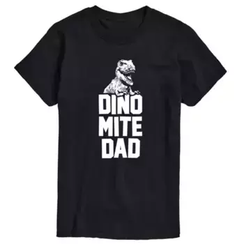 Футболка с принтом "Папа-динозавр" T-Rex для больших размеров Licensed Character, черный