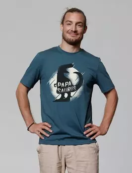 Футболка с принтом PAPASAURUS watapparel, бирюзовый