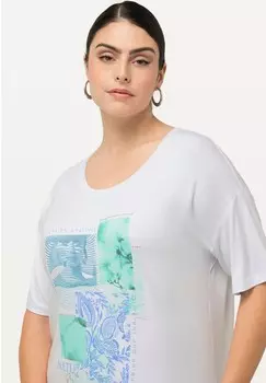 Футболка с принтом PATCH GRAPHIC SHORT SLEEVE SCOOP NECK Ulla Popken, белый
