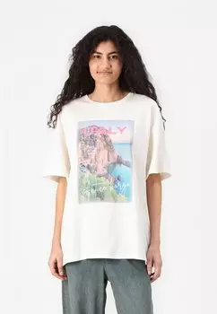 Футболка с принтом PCFILINA O NECK LOOSE TEE Pieces, молочный