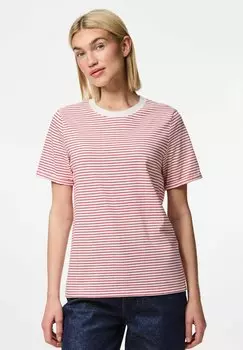 Футболка с принтом PCRIA SS FOLD UP TEE STRIPES NOOS Pieces, зеленый