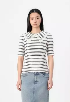 Футболка с принтом PCSIRA Pieces, слоновая кость