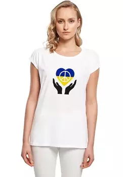 Футболка с принтом PEACE HAND PEACE HEART EXTENDED SHOU Merchcode, белый
