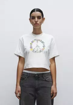 Футболка с принтом PEACE MTV FLORAL Henry Tiger, белый