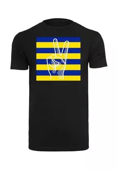 Футболка с принтом PEACE STRIPE VICTORY HAND ROUND NECK Merchcode, черный