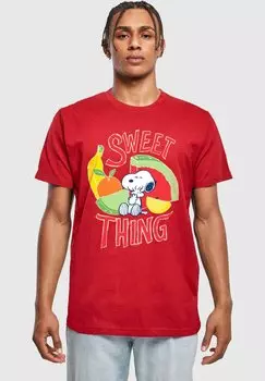 Футболка с принтом PEANUTS THING ROUND NECK Merchcode, цвет burgundy